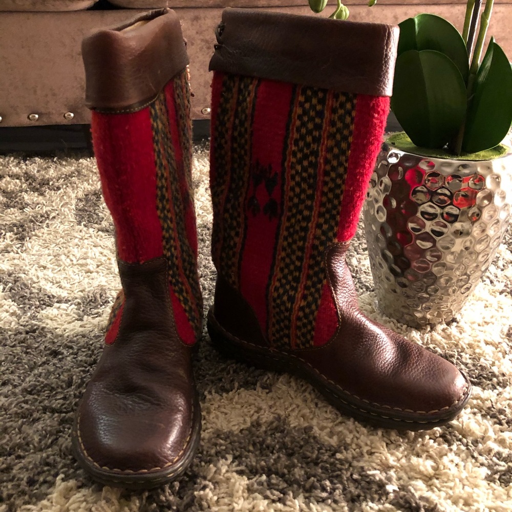 Born brown and red boots